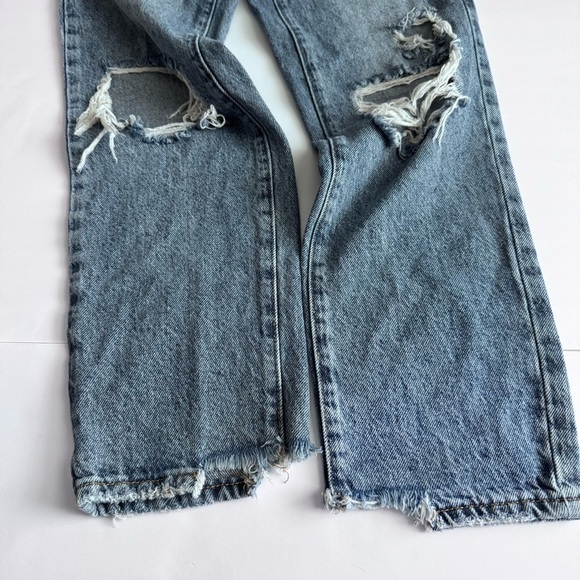 PacSun Women's Blue Ripped Straight Leg Jeans - Picture 6 of 10